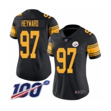 Women's Pittsburgh Steelers #97 Cameron Heyward Limited Black Rush Vapor Untouchable 100th Season Football Jersey