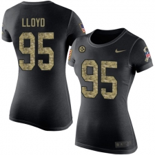 Women's Nike Pittsburgh Steelers #95 Greg Lloyd Black Camo Salute to Service T-Shirt