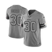 Men's Pittsburgh Steelers #30 James Conner Limited Gray Team Logo Gridiron Football Jersey