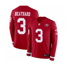 Men's Nike San Francisco 49ers #3 C. J. Beathard Limited Red Therma Long Sleeve NFL Jersey