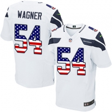 Men's Nike Seattle Seahawks #54 Bobby Wagner Elite White Road USA Flag Fashion NFL Jersey