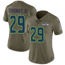 Women's Nike Seattle Seahawks #29 Earl Thomas III Limited Olive 2017 Salute to Service NFL Jersey