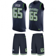 Men's Nike Seattle Seahawks #65 Germain Ifedi Limited Steel Blue Tank Top Suit NFL Jersey