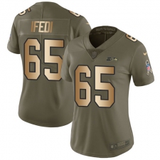 Women's Nike Seattle Seahawks #65 Germain Ifedi Limited Olive Gold 2017 Salute to Service NFL Jersey