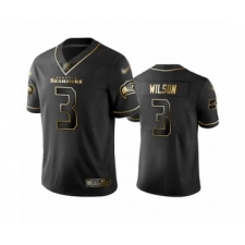 Men's Seattle Seahawks #3 Russell Wilson Limited Black Golden Edition Football Jersey