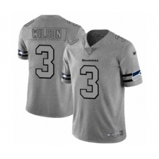 Men's Seattle Seahawks #3 Russell Wilson Limited Gray Team Logo Gridiron Football Jersey