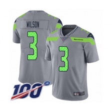 Men's Seattle Seahawks #3 Russell Wilson Limited Silver Inverted Legend 100th Season Football Jersey