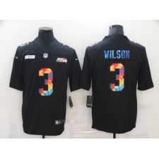 Men's Seattle Seahawks #3 Russell Wilson Rainbow Version Nike Limited Jersey