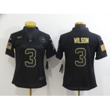 Women's Seattle Seahawks #3 Russell Wilson Black Nike 2020 Salute To Service Limited Jersey