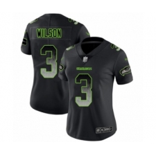 Women's Seattle Seahawks #3 Russell Wilson Limited Black Smoke Fashion Football Jersey