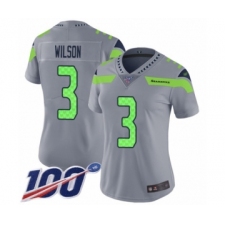 Women's Seattle Seahawks #3 Russell Wilson Limited Silver Inverted Legend 100th Season Football Jersey