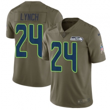 Men's Nike Seattle Seahawks #24 Marshawn Lynch Limited Olive 2017 Salute to Service NFL Jersey