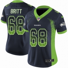 Women's Nike Seattle Seahawks #68 Justin Britt Limited Navy Blue Rush Drift Fashion NFL Jersey