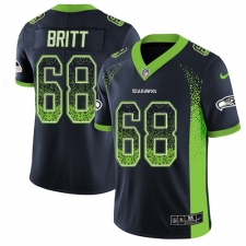 Youth Nike Seattle Seahawks #68 Justin Britt Limited Navy Blue Rush Drift Fashion NFL Jersey