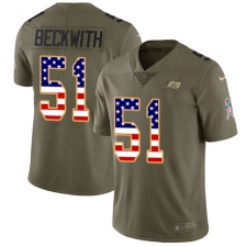 Men's Nike Tampa Bay Buccaneers #51 Kendell Beckwith Limited Olive/USA Flag 2017 Salute to Service NFL Jersey