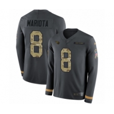 Youth Nike Tennessee Titans #8 Marcus Mariota Limited Black Salute to Service Therma Long Sleeve NFL Jersey