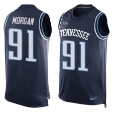 Men's Nike Tennessee Titans #91 Derrick Morgan Limited Navy Blue Player Name & Number Tank Top NFL Jersey