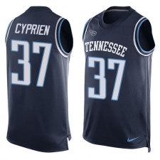 Men's Nike Tennessee Titans #37 Johnathan Cyprien Limited Navy Blue Player Name & Number Tank Top Tank Top NFL Jersey