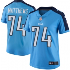 Women's Nike Tennessee Titans #74 Bruce Matthews Elite Light Blue Team Color NFL Jersey
