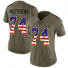 Women's Nike Tennessee Titans #74 Bruce Matthews Limited Olive/USA Flag 2017 Salute to Service NFL Jersey