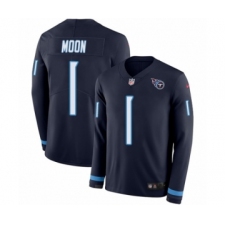 Men's Nike Tennessee Titans #1 Warren Moon Limited Navy Blue Therma Long Sleeve NFL Jersey