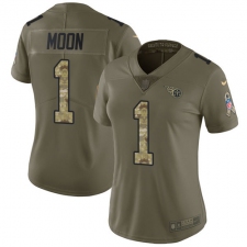 Women's Nike Tennessee Titans #1 Warren Moon Limited Olive/Camo 2017 Salute to Service NFL Jersey