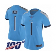 Women's Tennessee Titans #1 Warren Moon Light Blue Alternate Vapor Untouchable Limited Player 100th Season Football Jersey