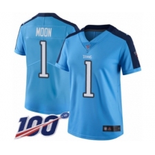 Women's Tennessee Titans #1 Warren Moon Limited Light Blue Rush Vapor Untouchable 100th Season Football Jersey