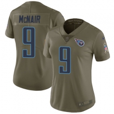 Women's Nike Tennessee Titans #9 Steve McNair Limited Olive 2017 Salute to Service NFL Jersey