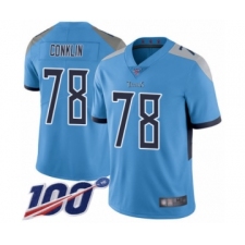 Men's Tennessee Titans #78 Jack Conklin Light Blue Alternate Vapor Untouchable Limited Player 100th Season Football Jersey