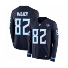 Men's Nike Tennessee Titans #82 Delanie Walker Limited Navy Blue Therma Long Sleeve NFL Jersey