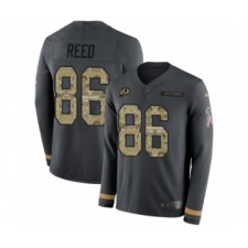 Youth Nike Washington Redskins #86 Jordan Reed Limited Black Salute to Service Therma Long Sleeve NFL Jersey
