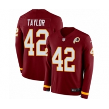 Men's Nike Washington Redskins #42 Charley Taylor Limited Burgundy Therma Long Sleeve NFL Jersey