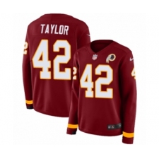Women's Nike Washington Redskins #42 Charley Taylor Limited Burgundy Therma Long Sleeve NFL Jersey