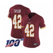 Women's Washington Redskins #42 Charley Taylor Burgundy Red Team Color Vapor Untouchable Limited Player 100th Season Football Jersey