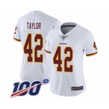 Women's Washington Redskins #42 Charley Taylor White Vapor Untouchable Limited Player 100th Season Football Jersey