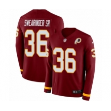 Youth Nike Washington Redskins #36 D.J. Swearinger Limited Burgundy Therma Long Sleeve NFL Jersey