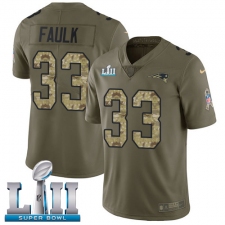 Youth Nike New England Patriots #33 Kevin Faulk Limited Olive/Camo 2017 Salute to Service Super Bowl LII NFL Jersey