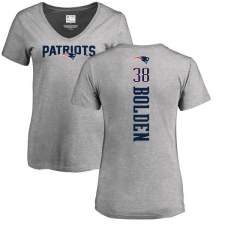 NFL Women's Nike New England Patriots #38 Brandon Bolden Ash Backer V-Neck T-Shirt