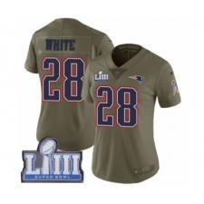 Women's Nike New England Patriots #28 James White Limited Olive 2017 Salute to Service Super Bowl LIII Bound NFL Jersey