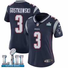 Women's Nike New England Patriots #3 Stephen Gostkowski Navy Blue Team Color Vapor Untouchable Limited Player Super Bowl LII NFL Jersey
