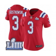 Women's Nike New England Patriots #3 Stephen Gostkowski Red Alternate Vapor Untouchable Limited Player Super Bowl LIII Bound NFL Jersey