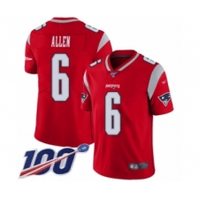 Men's New England Patriots #6 Ryan Allen Limited Red Inverted Legend 100th Season Football Jersey