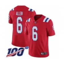 Men's New England Patriots #6 Ryan Allen Red Alternate Vapor Untouchable Limited Player 100th Season Football Jersey