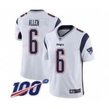 Men's New England Patriots #6 Ryan Allen White Vapor Untouchable Limited Player 100th Season Football Jersey