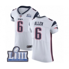 Men's Nike New England Patriots #6 Ryan Allen White Vapor Untouchable Elite Player Super Bowl LIII Bound NFL Jersey