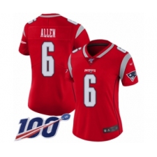 Women's New England Patriots #6 Ryan Allen Limited Red Inverted Legend 100th Season Football Jersey