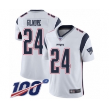 Men's New England Patriots #24 Stephon Gilmore White Vapor Untouchable Limited Player 100th Season Football Jersey