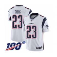 Men's New England Patriots #23 Patrick Chung White Vapor Untouchable Limited Player 100th Season Football Jersey
