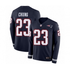Men's Nike New England Patriots #23 Patrick Chung Limited Navy Blue Therma Long Sleeve NFL Jersey